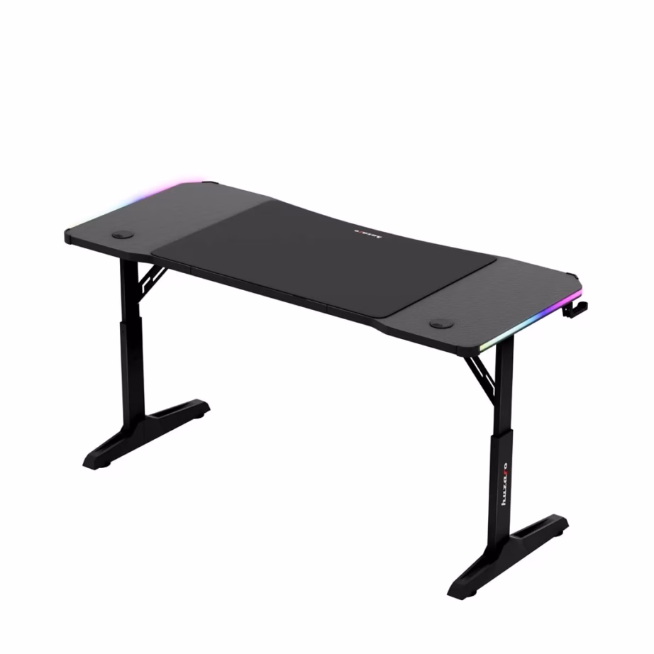 Huzaro Hero 3.6 RGB Black 140×60 cm reguleeritava kõrgusega mängurilaud LED-valgustusega - 6