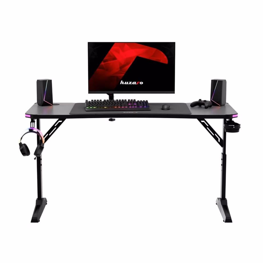 Huzaro Hero 3.6 RGB Black 140×60 cm reguleeritava kõrgusega mängurilaud LED-valgustusega - 7