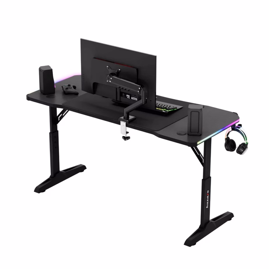 Huzaro Hero 3.6 RGB Black 140×60 cm reguleeritava kõrgusega mängurilaud LED-valgustusega - 9