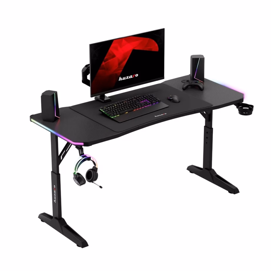 Huzaro Hero 3.6 RGB Black 140×60 cm reguleeritava kõrgusega mängurilaud LED-valgustusega - 10