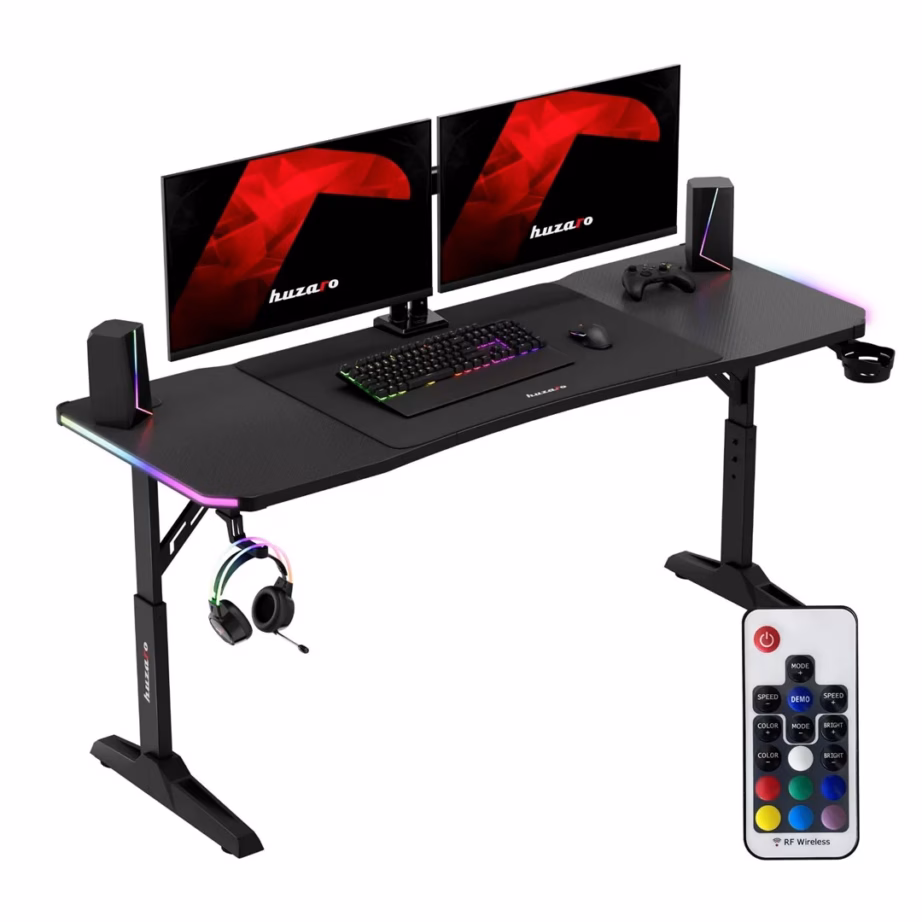 Huzaro Hero 4.6 RGB Black 160×60 cm must mängurilaud RGB LED-valgustusega, reguleeritav kõrgus 56-79 cm - 2