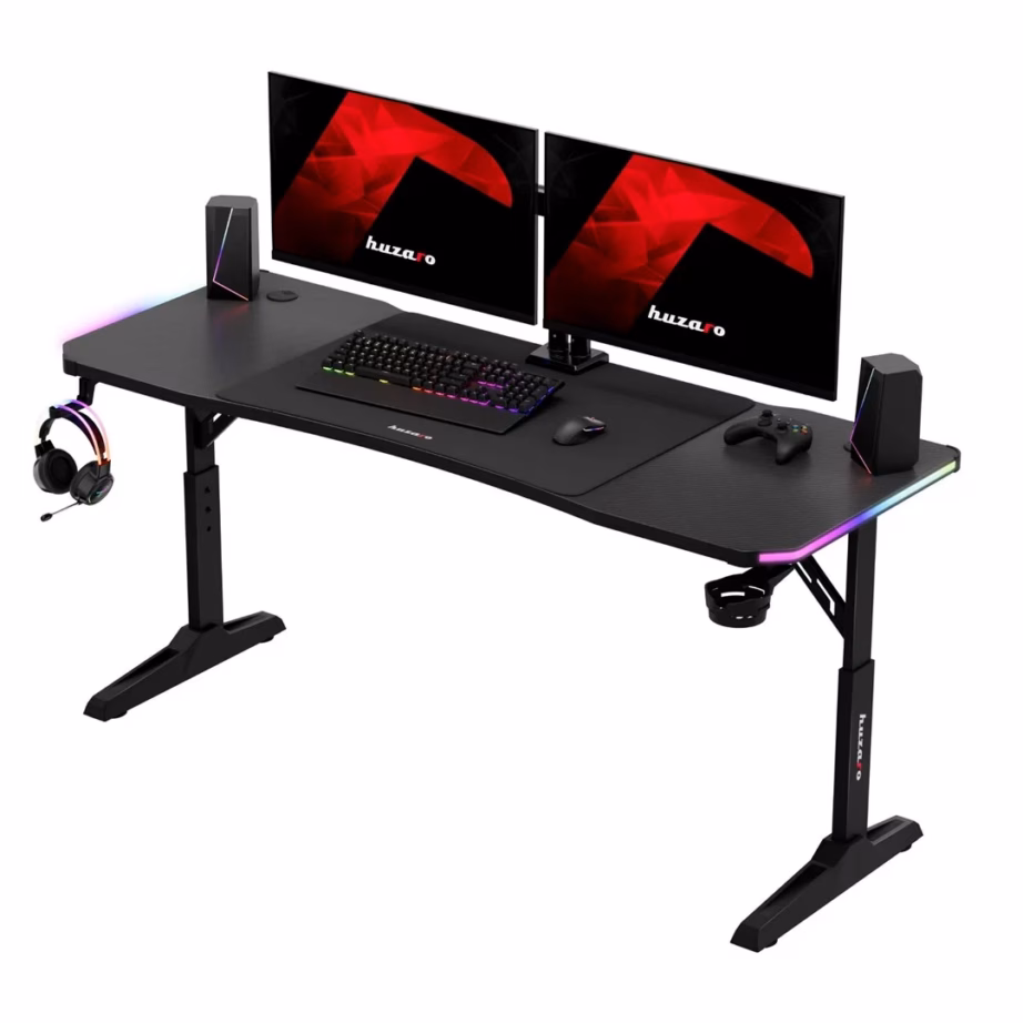 Huzaro Hero 4.6 RGB Black 160×60 cm must mängurilaud RGB LED-valgustusega, reguleeritav kõrgus 56-79 cm - 4