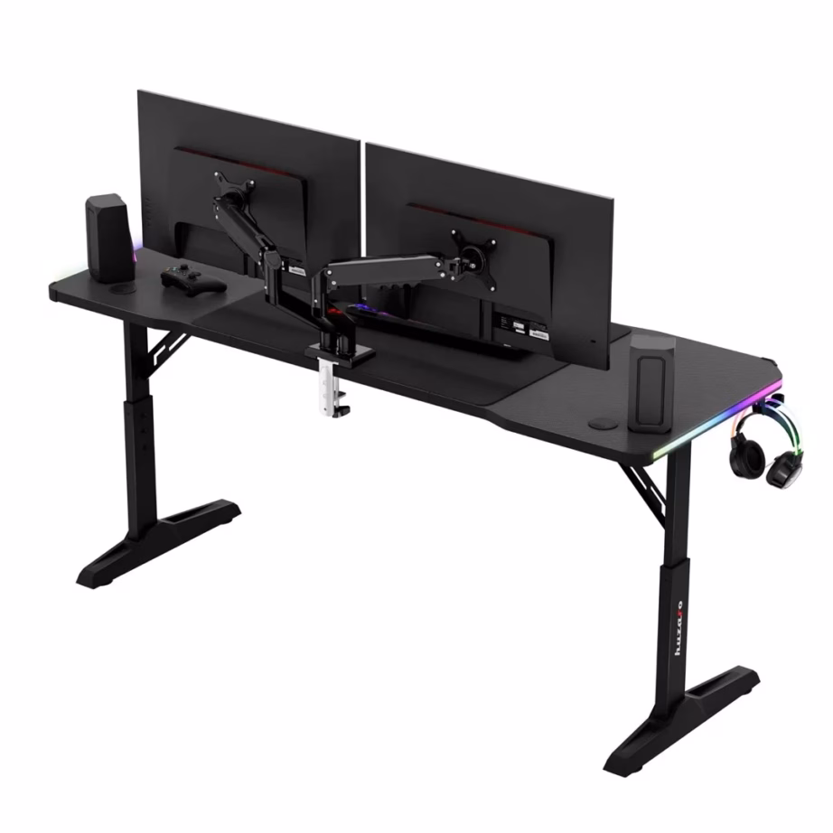 Huzaro Hero 4.6 RGB Black 160×60 cm must mängurilaud RGB LED-valgustusega, reguleeritav kõrgus 56-79 cm - 6
