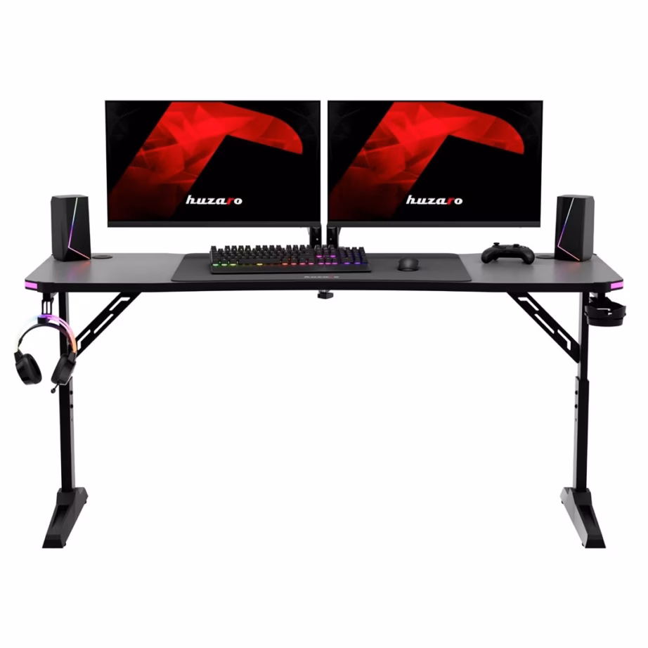 Huzaro Hero 4.6 RGB Black 160×60 cm must mängurilaud RGB LED-valgustusega, reguleeritav kõrgus 56-79 cm - 7