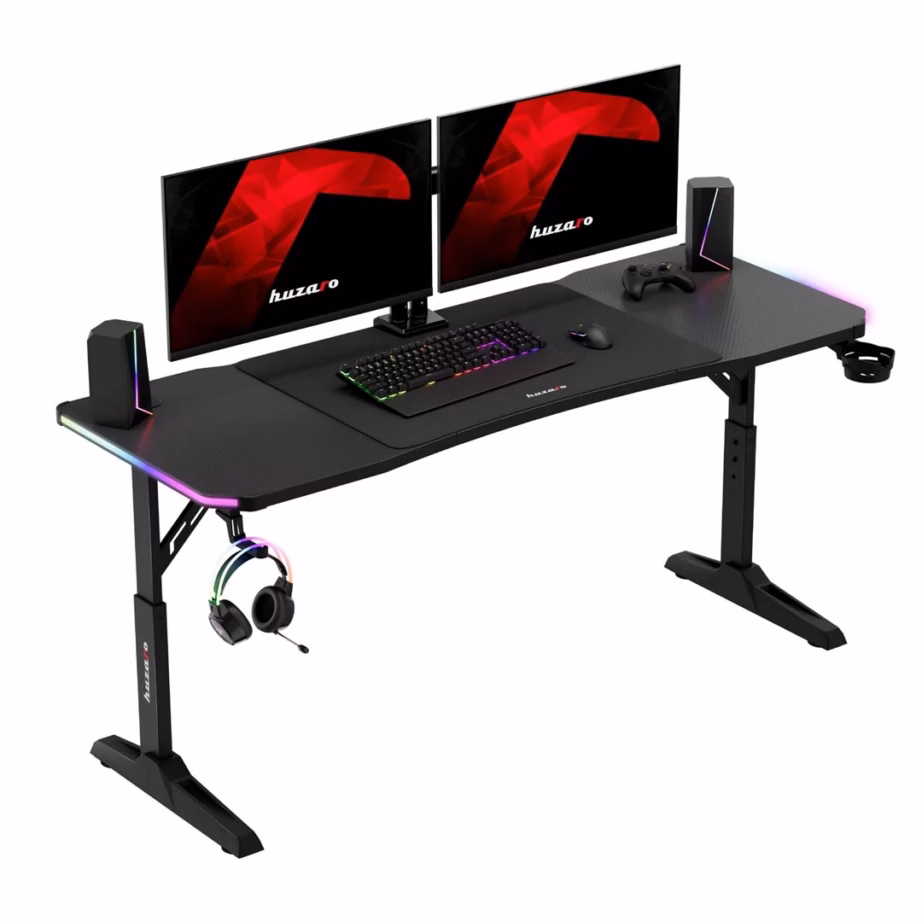 Huzaro Hero 4.6 RGB Black 160×60 cm must mängurilaud RGB LED-valgustusega, reguleeritav kõrgus 56-79 cm - 10