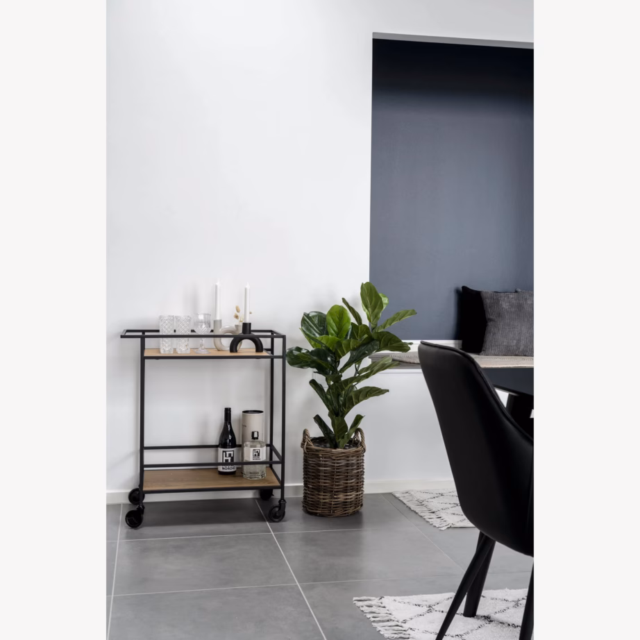 Kahe riiuliga tammevälimusega serveerimiskäru musta raamiga Vita 68x40x79 cm - 5