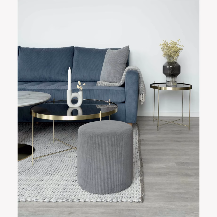 Klaasiga messingitoonis terasest ümmargune diivanilaud Venezia 48×48 cm - 5