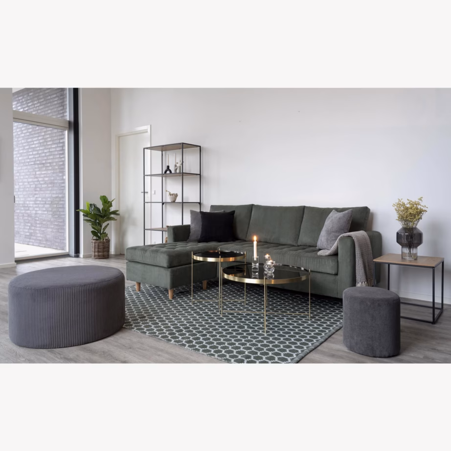 Klaasiga messingitoonis terasest ümmargune diivanilaud Venezia 48×48 cm - 6
