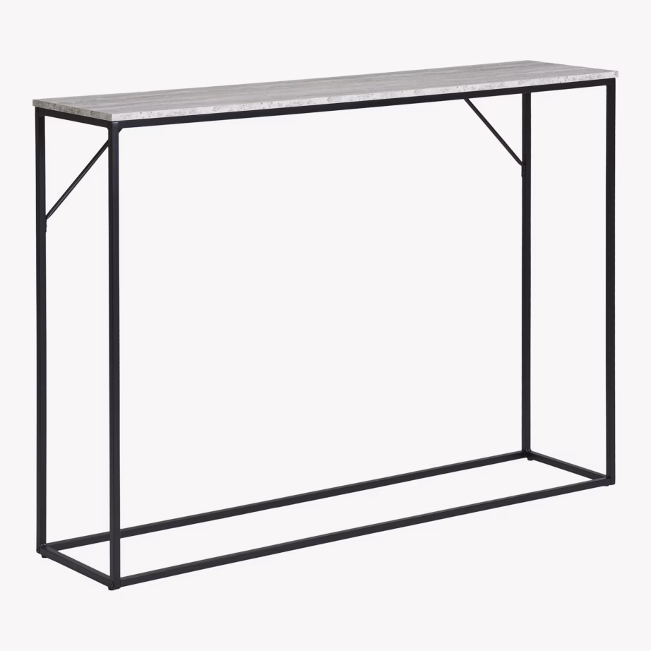 Konsoollaud travertiini imitatsiooniga, must raam, 110x26x80 cm, Vita - 3