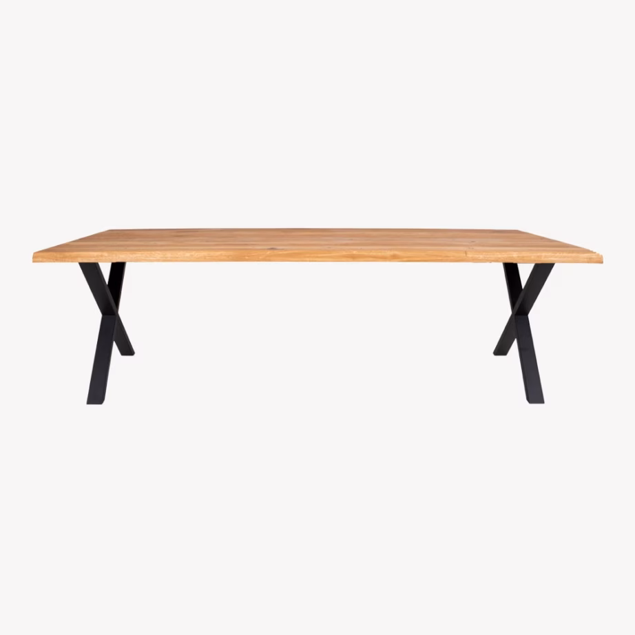 Lainelise servaga tammest söögilaud terasjalgadel 100×300 cm Toulon - 3