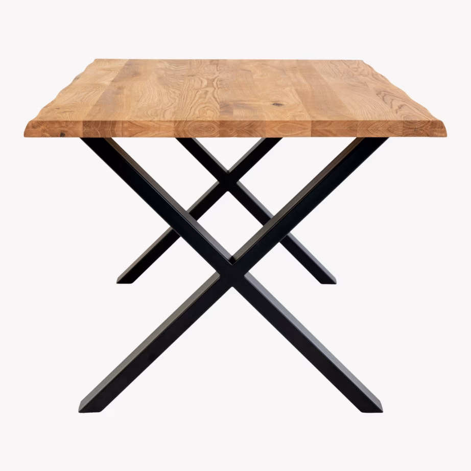 Lainelise servaga tammest söögilaud terasjalgadel 100×300 cm Toulon - 5