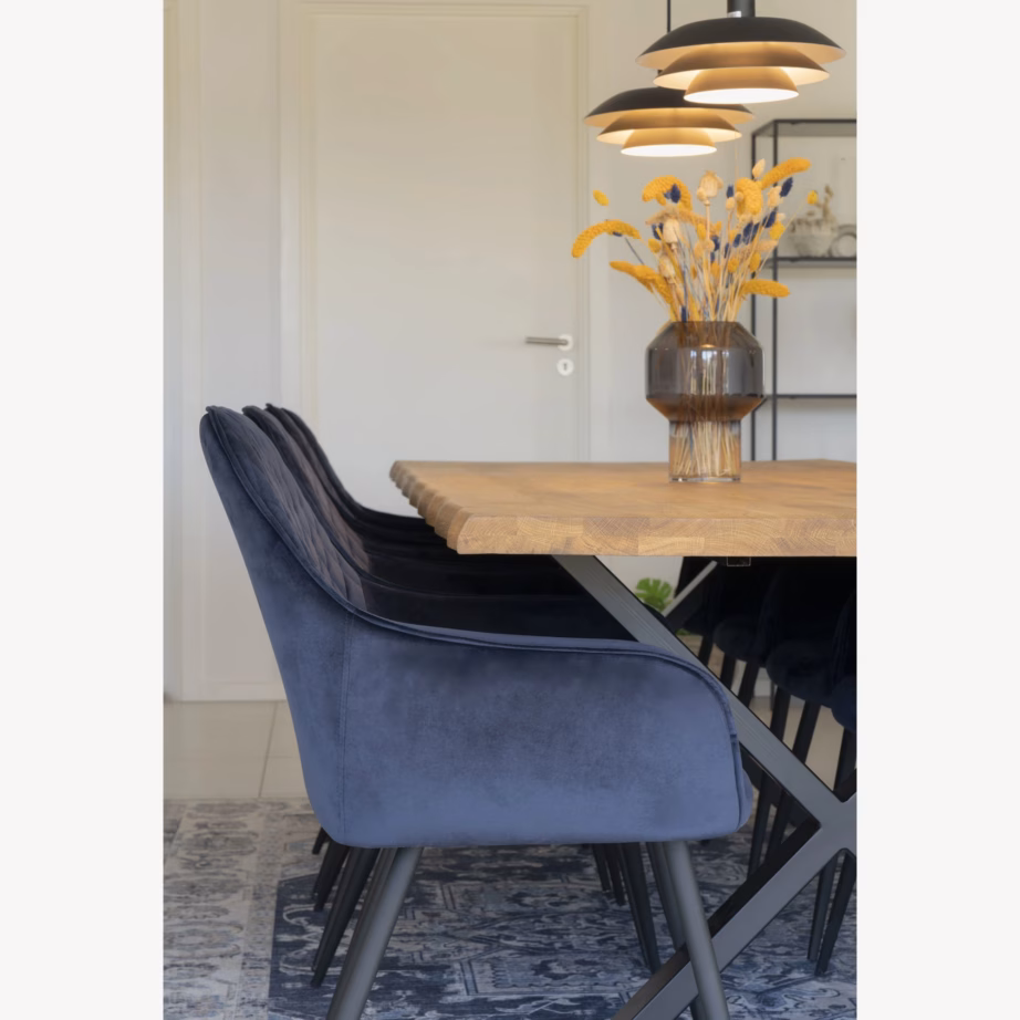 Lainelise servaga tammest söögilaud terasjalgadel 100×300 cm Toulon - 6