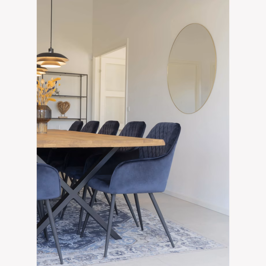 Lainelise servaga tammest söögilaud terasjalgadel 100×300 cm Toulon - 7