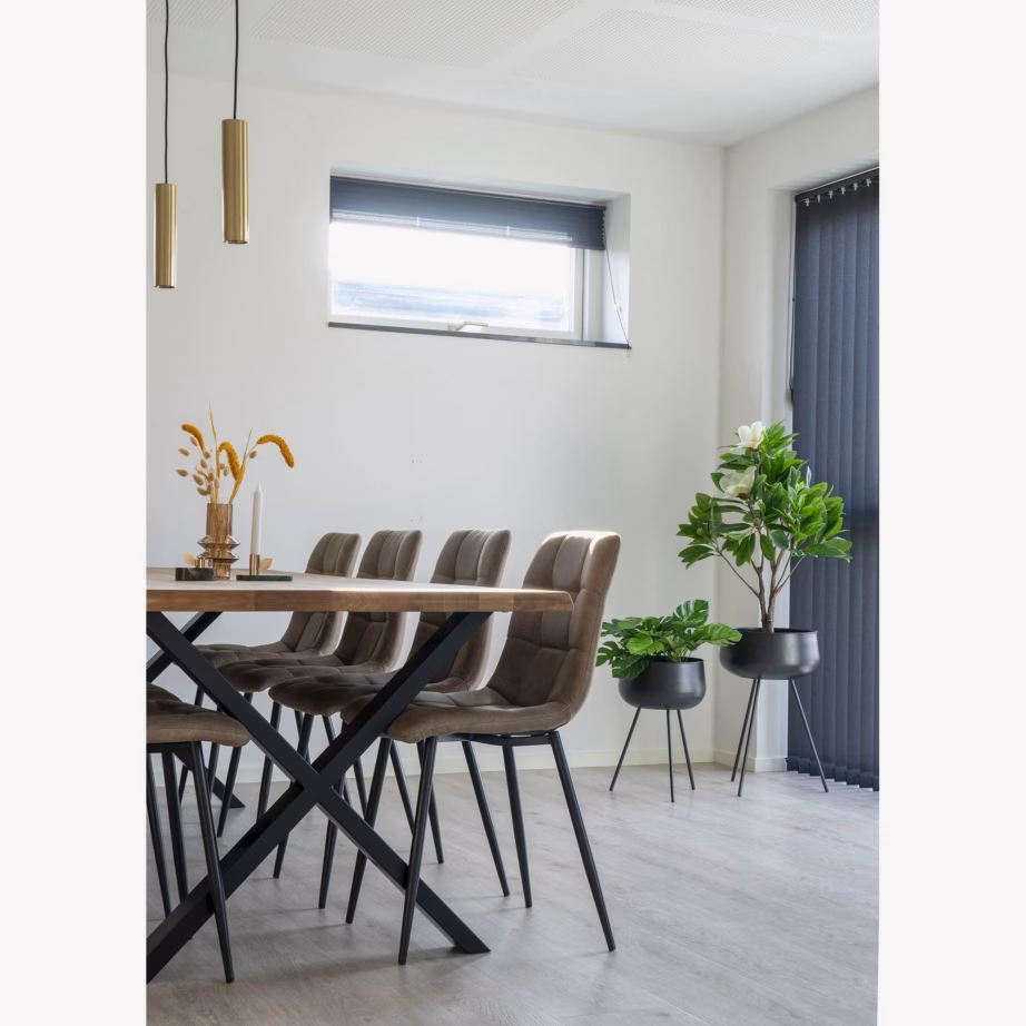 Lainelise servaga tammest söögilaud terasjalgadel 100×300 cm Toulon - 10