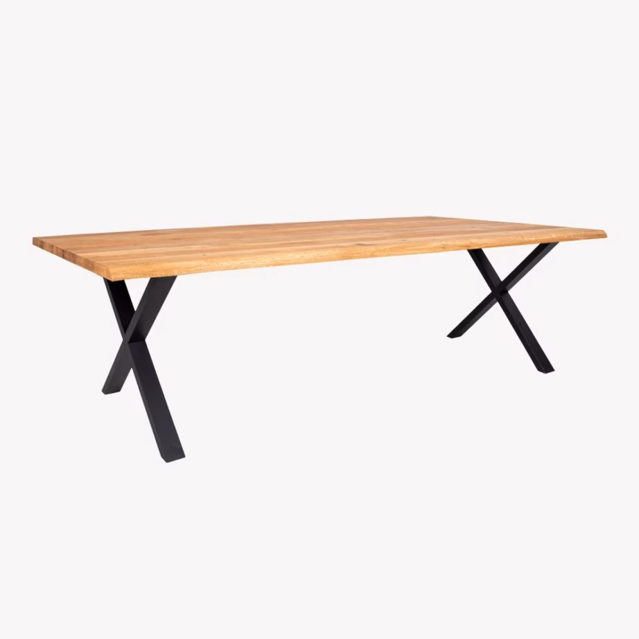 Lainelise servaga tammest söögilaud terasjalgadel 100×300 cm Toulon - 11