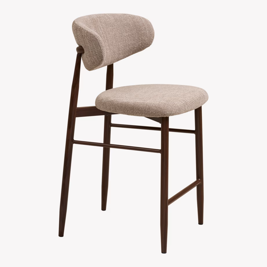Liivakarva polsterdatud baaritool puidutooni metalljalgadel, istmekõrgus 65 cm, Levanto - 4