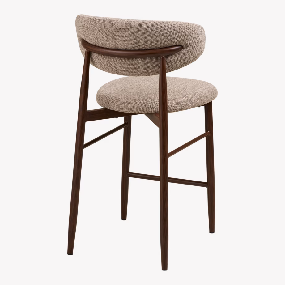 Liivakarva polsterdatud baaritool puidutooni metalljalgadel, istmekõrgus 65 cm, Levanto - 5