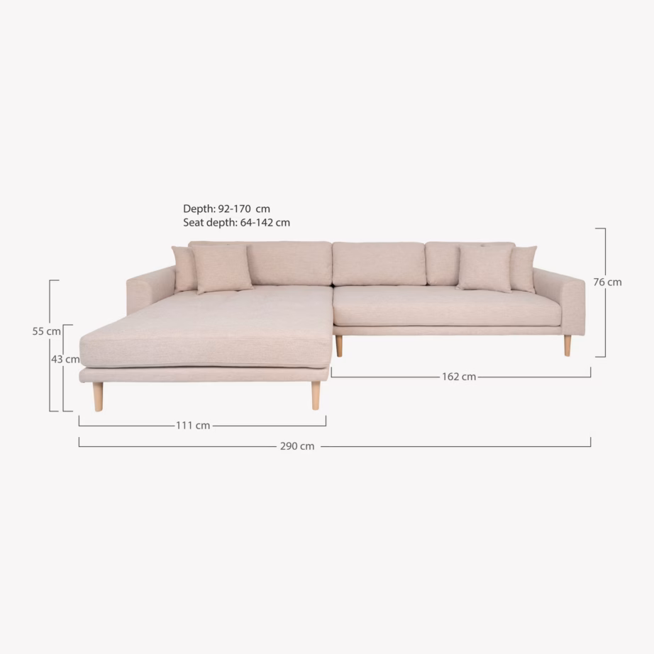 Liivakarva vasakpoolse lounge-osaga diivan Lido, 4 padjaga - 6
