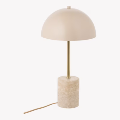 Marmoralusega beež laualamp Sheffield, 160 cm juhtmega