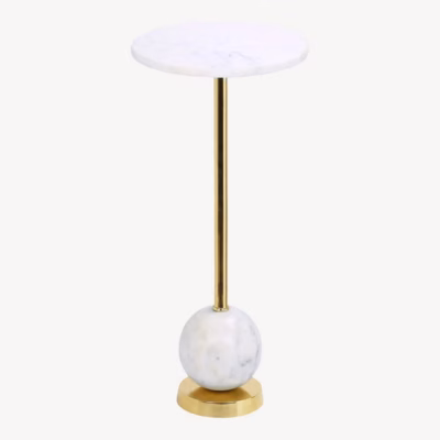 Marmorlauaplaadiga messingitooni abilaud Salo, ø25 x 54 cm