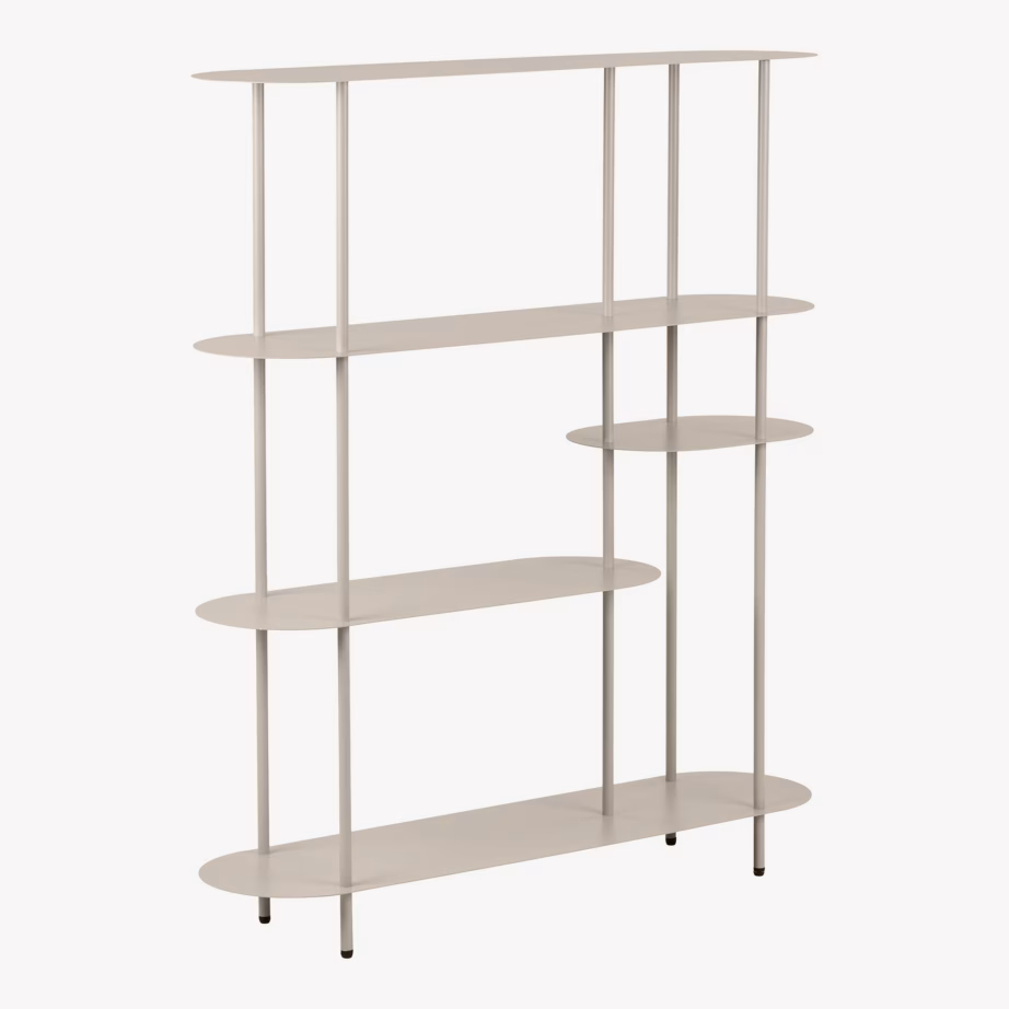 Metallist asümmeetriline riiul 5 tasapinnaga Rieti, liivatoon, 31×118×139 cm - 3