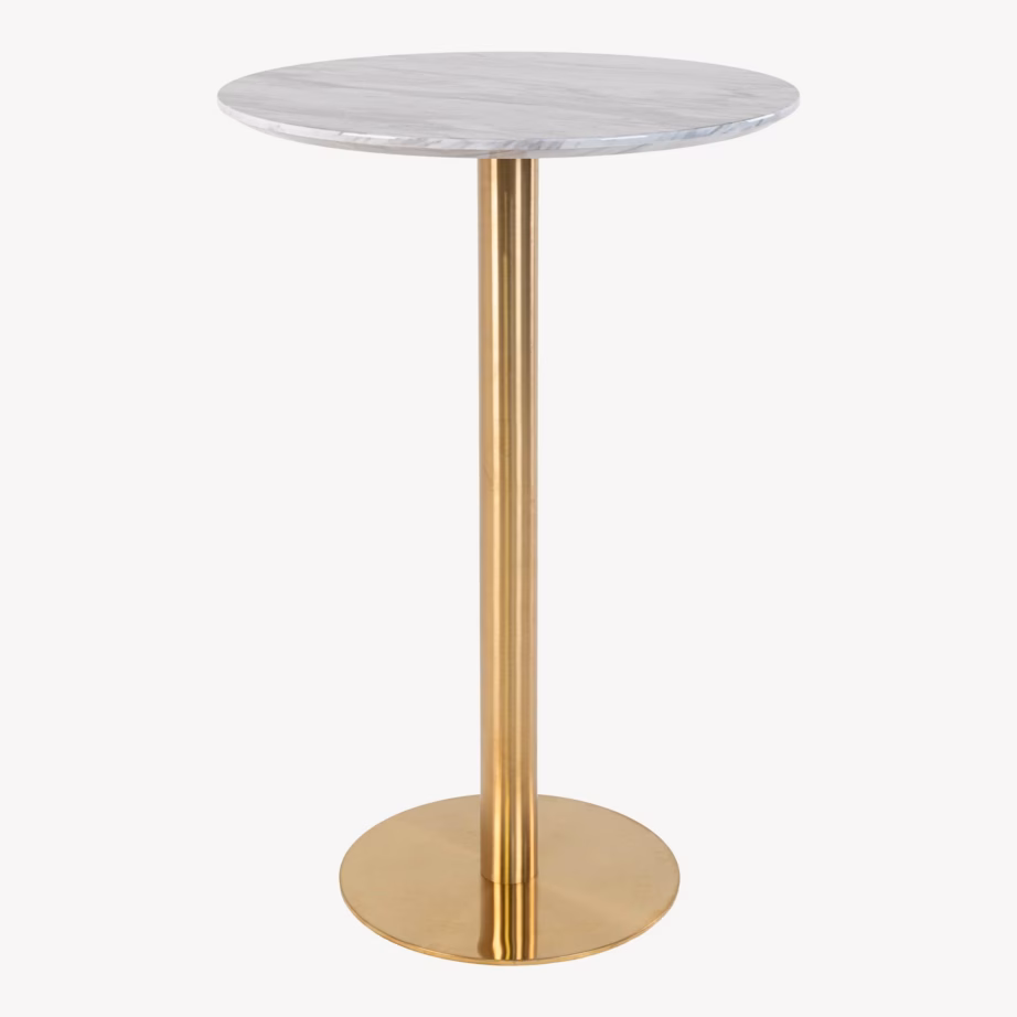 Ümmargune baarilaud marmorimustriga, valge/messing, Bolzano, ø70 x 105 cm - 10