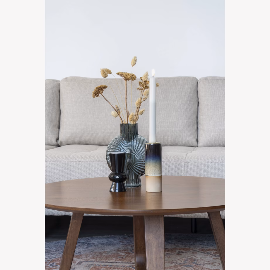 Ümmargune diivanilaud pähklispooni ja puitjalgadega Hellerup 75×36 cm - 7