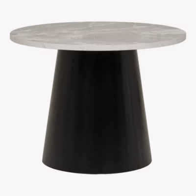 Ümmargune marmorimustriga diivanilaud Brito, hall/must, ø60 cm