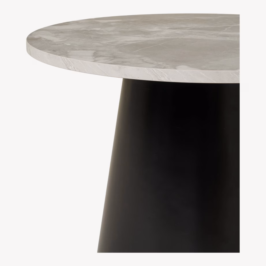 Ümmargune marmorimustriga diivanilaud Brito, hall/must, ø60 cm - 3