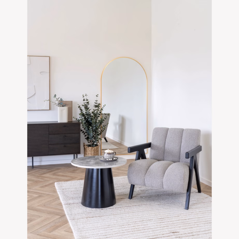 Ümmargune marmorimustriga diivanilaud Brito, hall/must, ø60 cm - 4