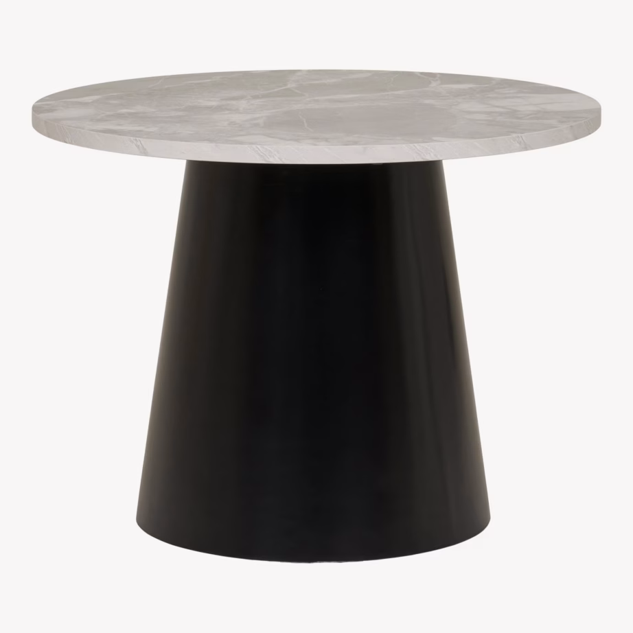 Ümmargune marmorimustriga diivanilaud Brito, hall/must, ø60 cm - 6