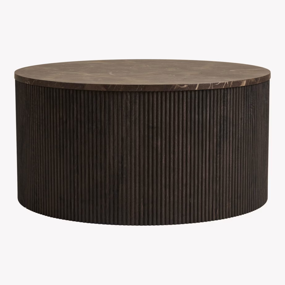 Ümmargune marmorimustriga diivanilaud tumepruun Ø80×40 cm Rota - 3