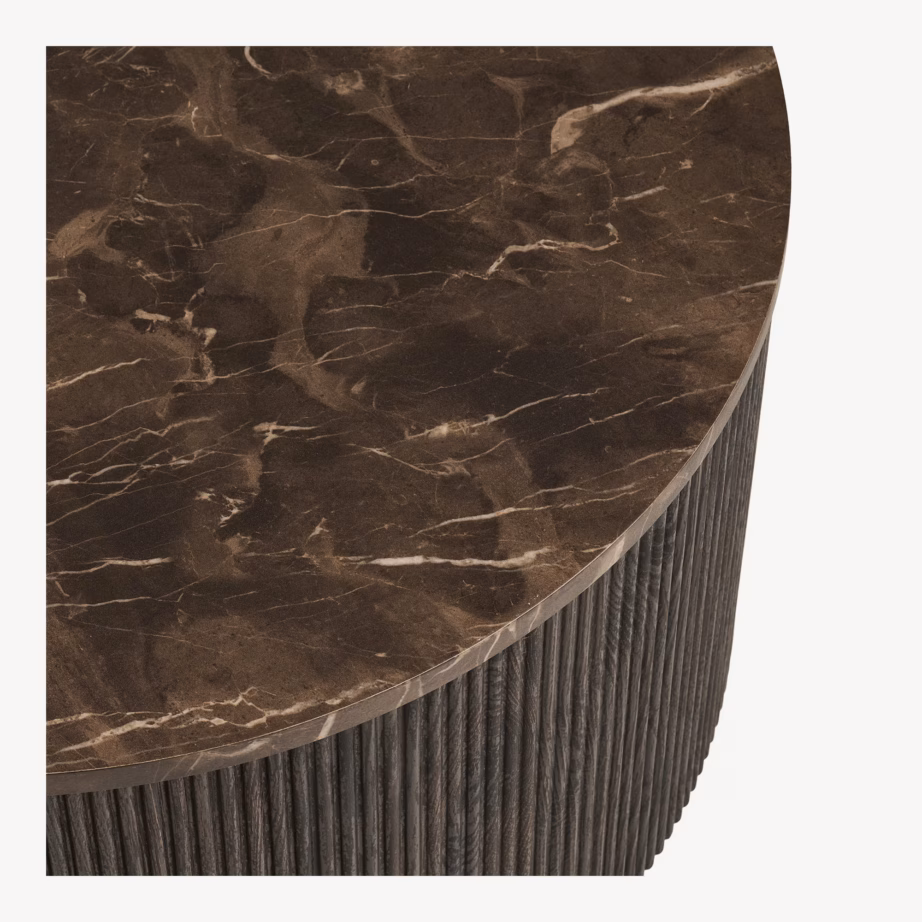 Ümmargune marmorimustriga diivanilaud tumepruun Ø80×40 cm Rota - 5