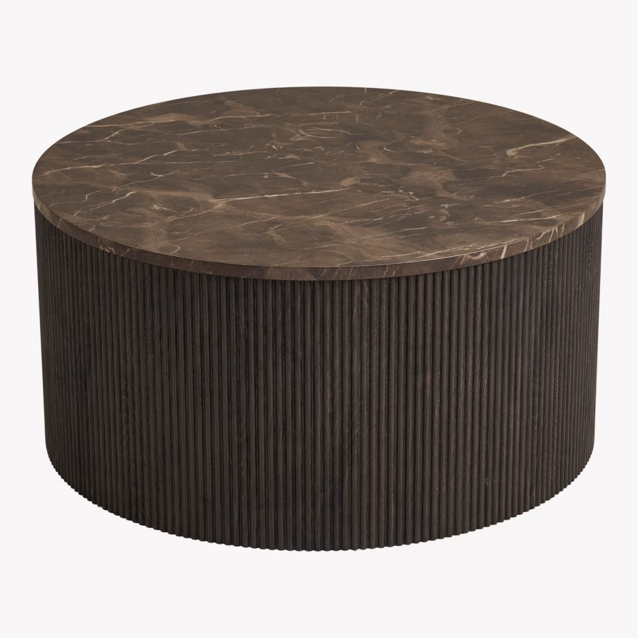 Ümmargune marmorimustriga diivanilaud tumepruun Ø80×40 cm Rota - 6