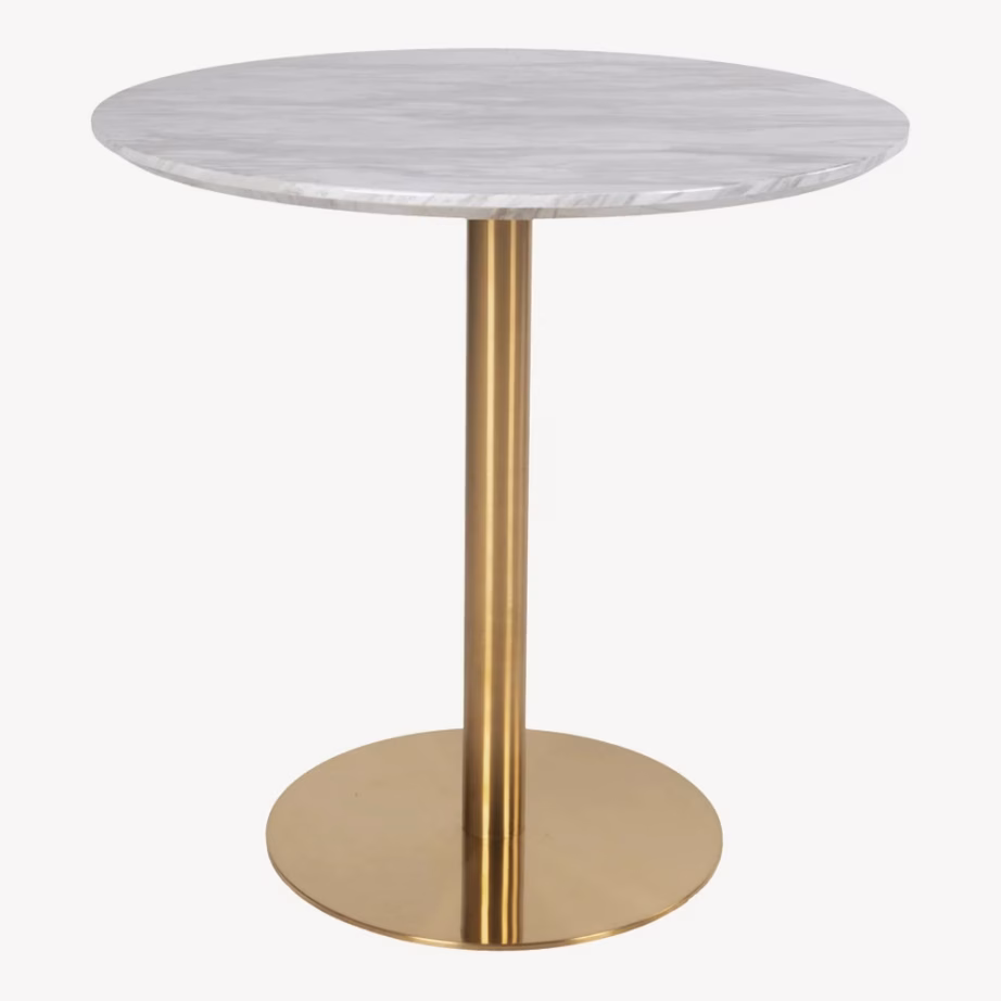 Ümmargune marmorimustriga söögilaud, valge/messing, Bolzano, 90 cm - 10