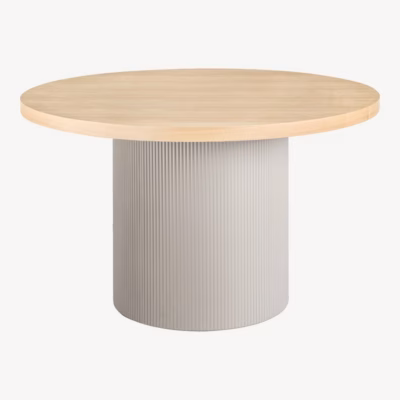Ümmargune MDF söögilaud tuhavineeriga, ø120 cm, naturaalne Solva