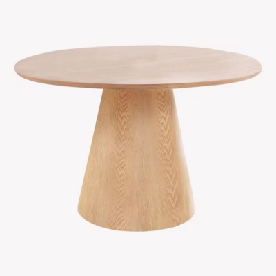 Ümmargune naturaalne söögilaud MDF-ist saarespooniga Bolton, Ø120 cm
