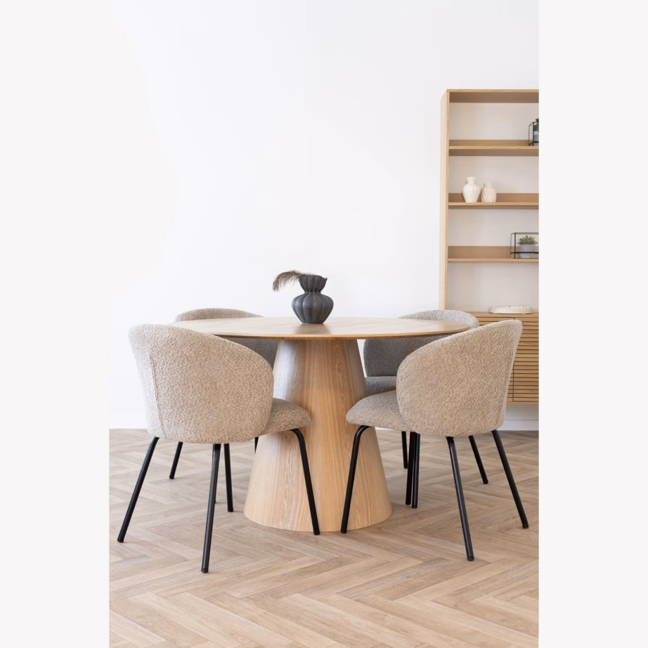 Ümmargune naturaalne söögilaud MDF-ist saarespooniga Bolton, Ø120 cm - 2