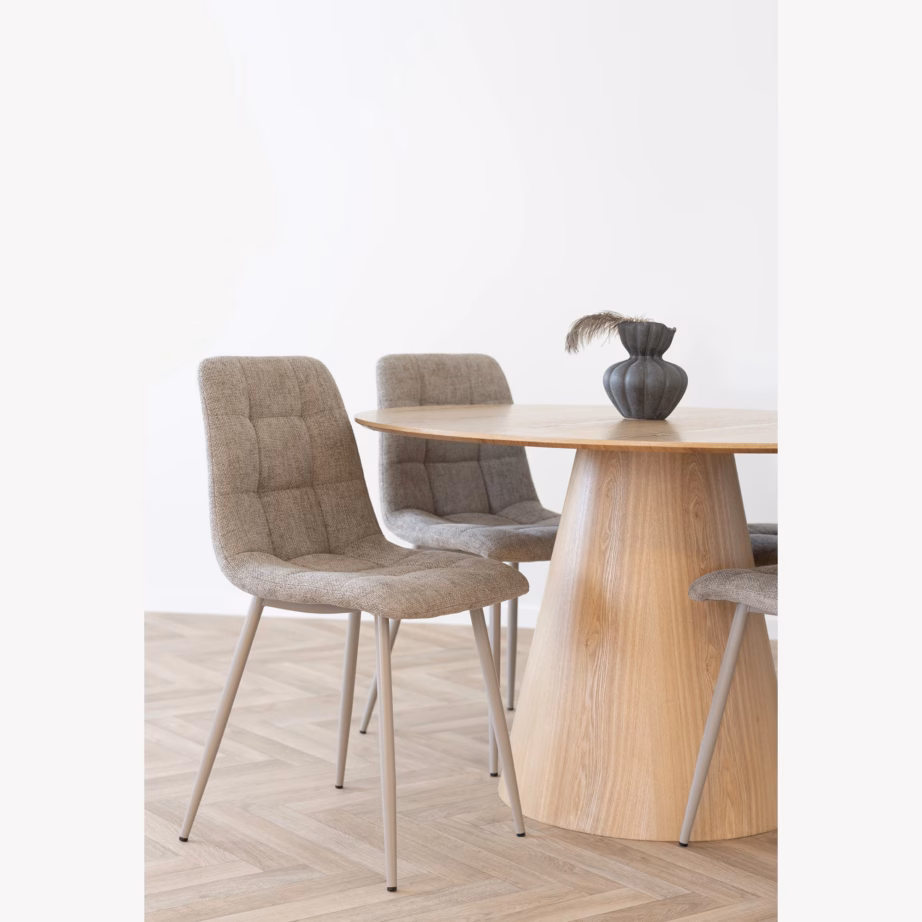 Ümmargune naturaalne söögilaud MDF-ist saarespooniga Bolton, Ø120 cm - 3
