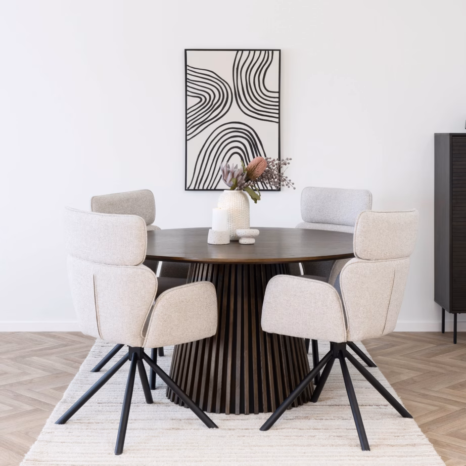 Ümmargune tammespooniga söögilaud ø140 cm, suitsutatud Osaka - 2
