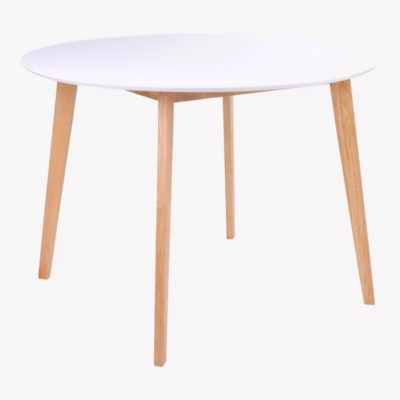 Ümmargune valge söögilaud MDF-ist, Ø105 cm, Vojens