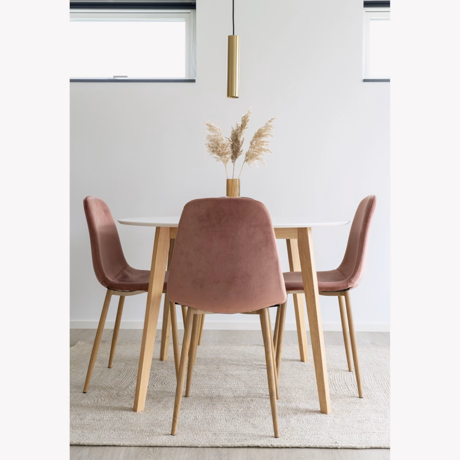 Ümmargune valge söögilaud MDF-ist, Ø105 cm, Vojens - 2