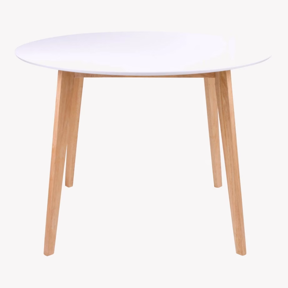 Ümmargune valge söögilaud MDF-ist, Ø105 cm, Vojens - 3