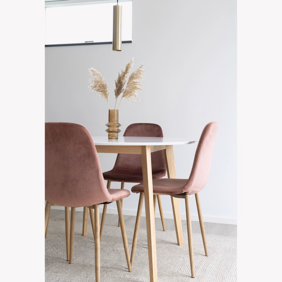 Ümmargune valge söögilaud MDF-ist, Ø105 cm, Vojens - 5