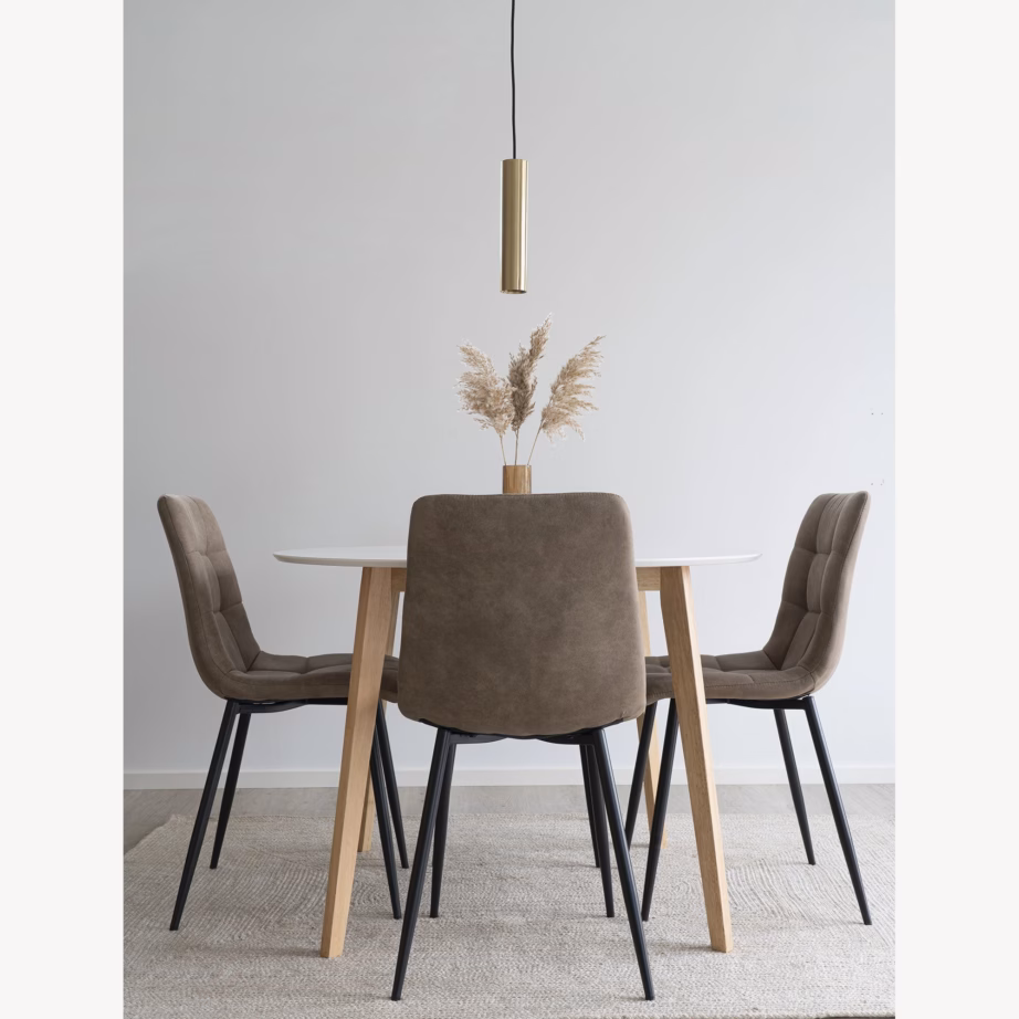 Ümmargune valge söögilaud MDF-ist, Ø105 cm, Vojens - 6