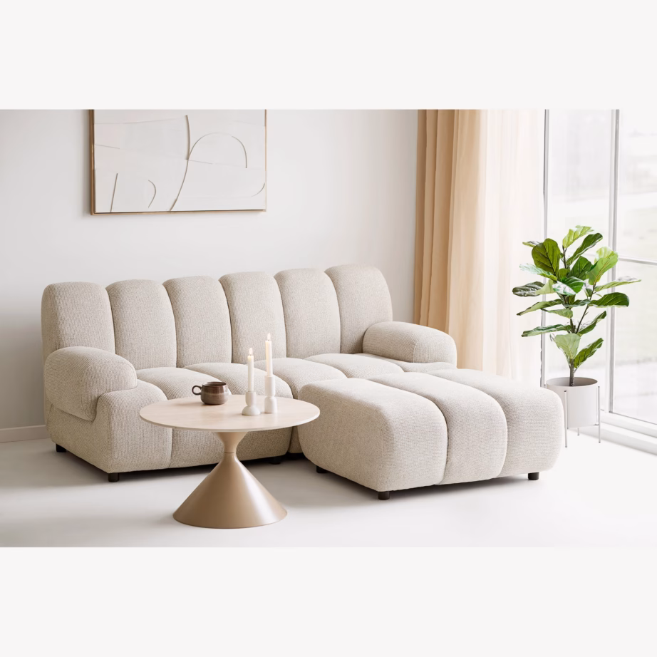 Modulaarne 2,5‑kohaline diivan tumbaga, liivakarva, parempoolne Taza - 2
