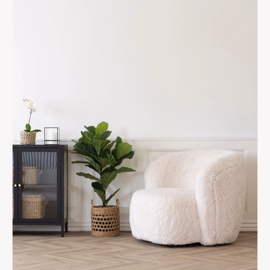 Murdvalge kunstkarusnahaga lounge-tugitool Setubal - 2