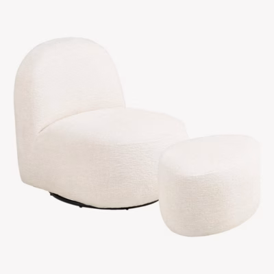 Murdvalge lounge-tugitooli ja tumba komplekt Milo