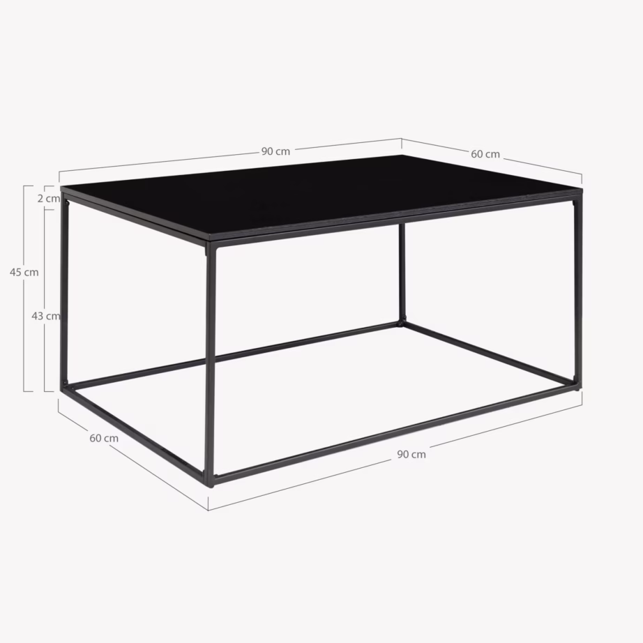 Must diivanilaud 60×90×45 cm metallraamiga Vita - 4