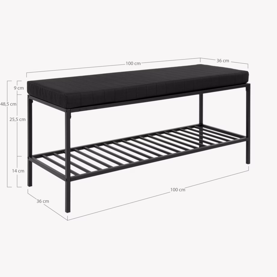 Must esikupink pehmendusega istme ja riiuliga Vita 100x36x48,5 cm - 4